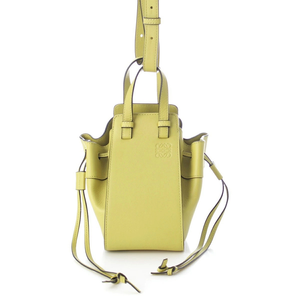 Loewe Hammock Calf Leather Drawstring Shoulder Handbag Lime Green